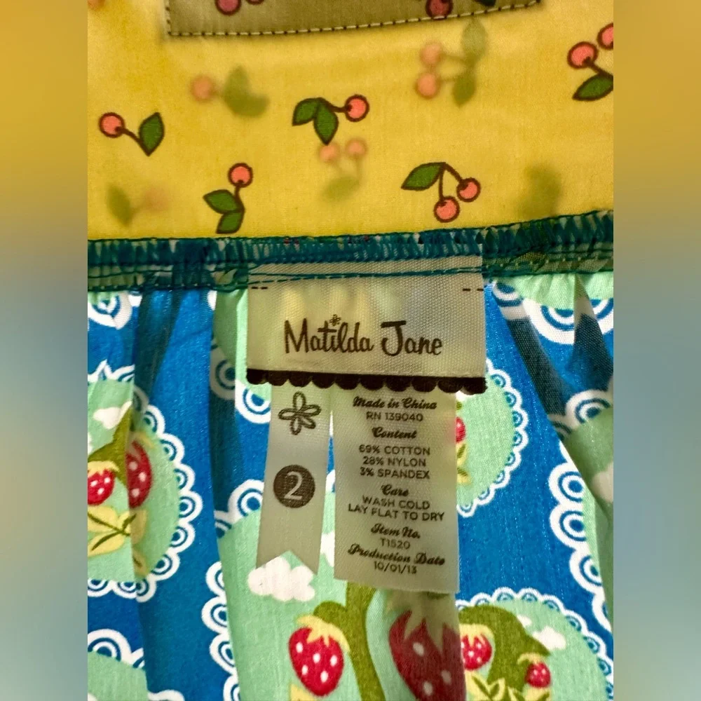 Matilda Jane Love Bug Knot Top Strawberries Ruffles Wonderful Parade NWT Size 2